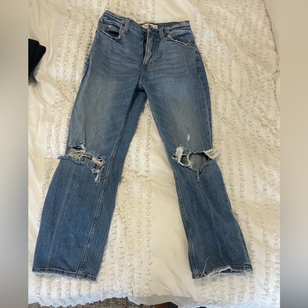 Abercrombie ultra high rise ankle straight jeans